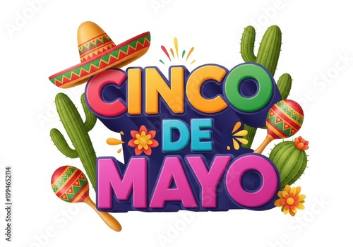 Vibrant cinco de mayo celebration graphic with traditional mexican elements