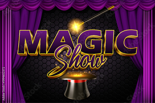 magic show great performance logo banner poster typography editable text effect font style template design