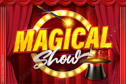 magical show magic trick special performance logo typography editable text effect font style template design