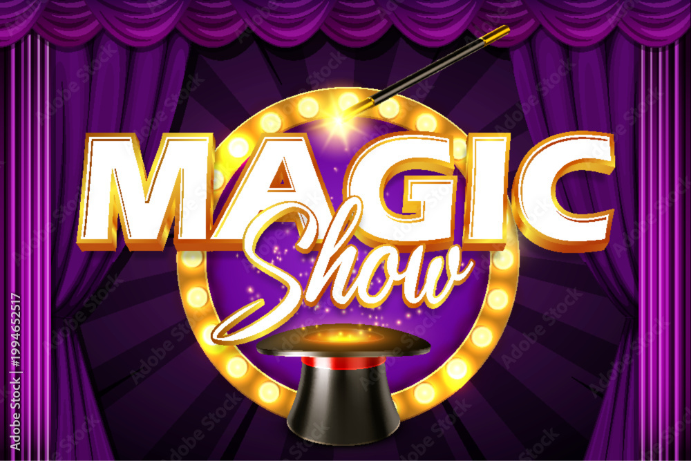 Fototapeta premium magic show live performance logo banner poster typography editable text effect font style template design