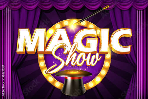 magic show live performance logo banner poster typography editable text effect font style template design