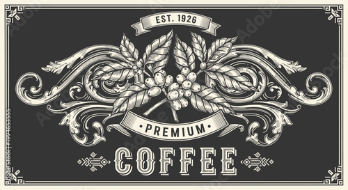 Premium coffee vintage label design.