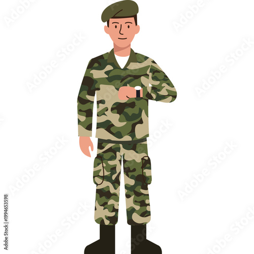 Soldier in Camouflage Uniform