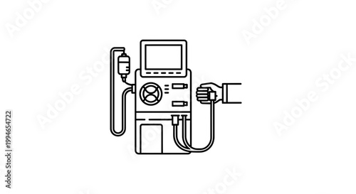 Dialysis Machine Icon: Kidney Treatment, Medical Equipment, Patient Care