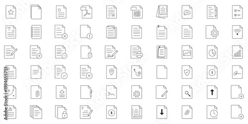 Legal documents icon set. Editable line icons. Vector illustration.
