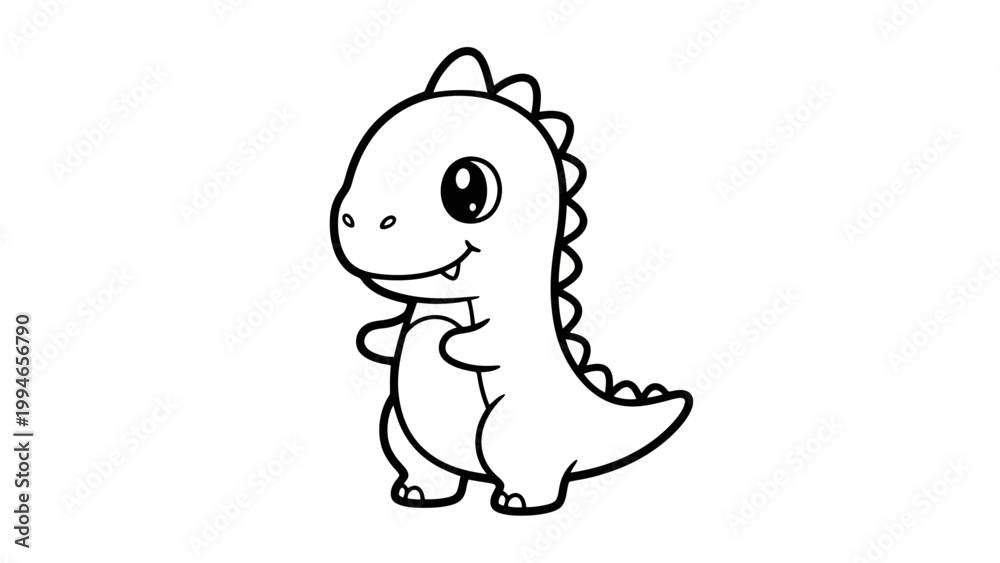 Fototapeta premium Cute cartoon dinosaur illustration outline