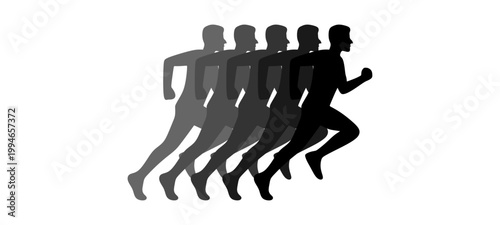 Running Man Motion Sequence Silhouette Fitness Vector.