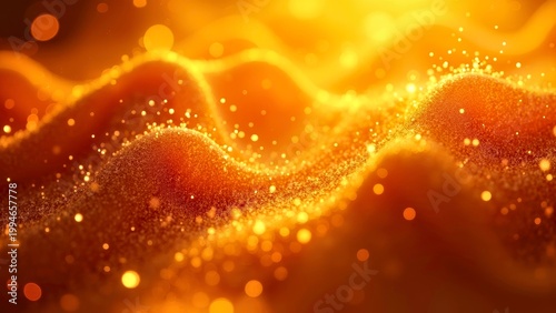 Golden glitter waves with bokeh lights