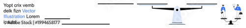 Equality, teamwork, decision-making, resource allocation, fairness, leadership. A balance scale with two figures on opposite sides. Equality and teamwork through scales and
