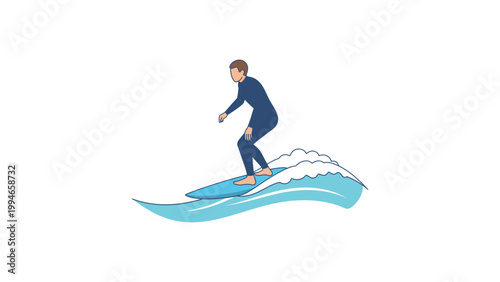 Man surfing on a wave in the ocean wearing a wetsuit riding smoothly.