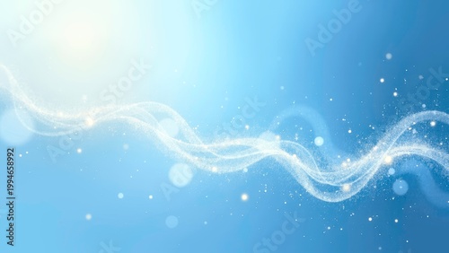 Abstract blue background with flowing light particles