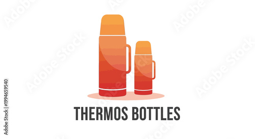 Two orange insulated thermos bottles for keeping liquids hot or cold.