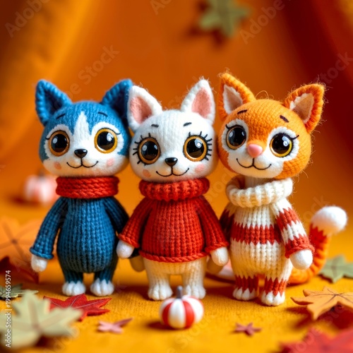 Knitted Autumn Cats