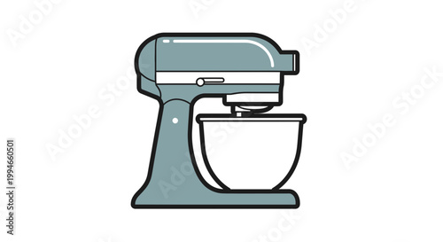 Kitchen mixer with white bowl attached.