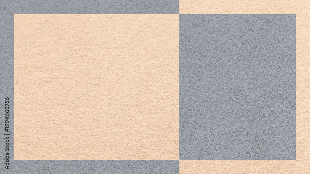 Fototapeta premium Textured gray, warm cream paper background with frame and geometric panel. Template for presentation with copy space