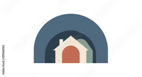 Simple house with orange door.