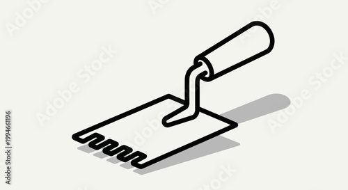 Trowel with handle for applying material.