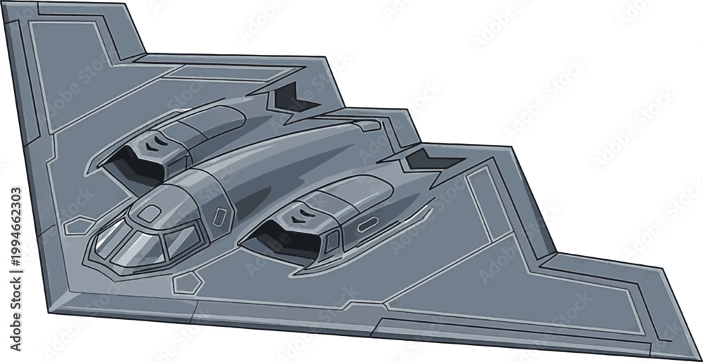 Obraz premium gray stealth bomber military aircraft illustration on white background
