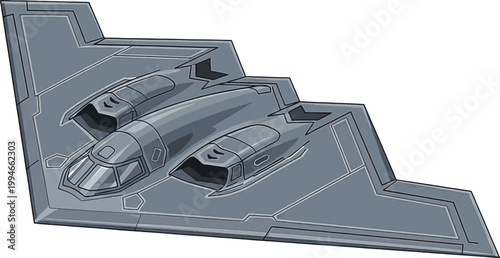 gray stealth bomber military aircraft illustration on white background