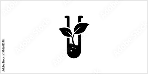 Biotechnology Concept Icon Plant Sprout in Test Tube Representing Green Science