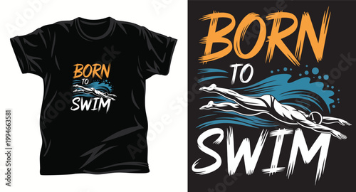 Swimming Graphic vector t shirt design print. 