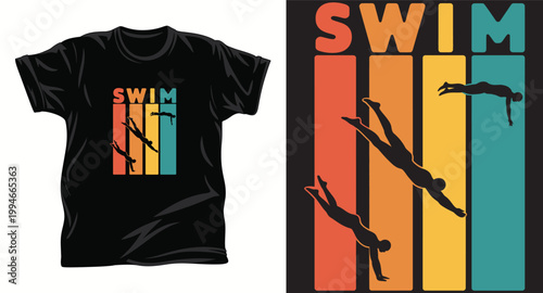 Swimming Graphic vector t shirt design print. 