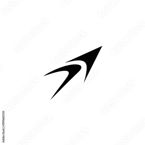Black Arrowhead Shape Icon Symbol.
