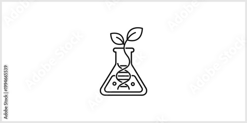Plant Biotechnology and Genetic Engineering with DNA Flask Icon