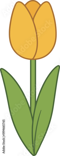 Cute pastel tulip flowers cartoon illustration spring floral clipart isolated