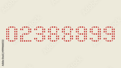 A digital clock display shows the time 02 33 88 99 99 formed by red segmented led style numbers on a beige background high quality professional