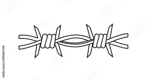 Barbed wire fence metal detail.