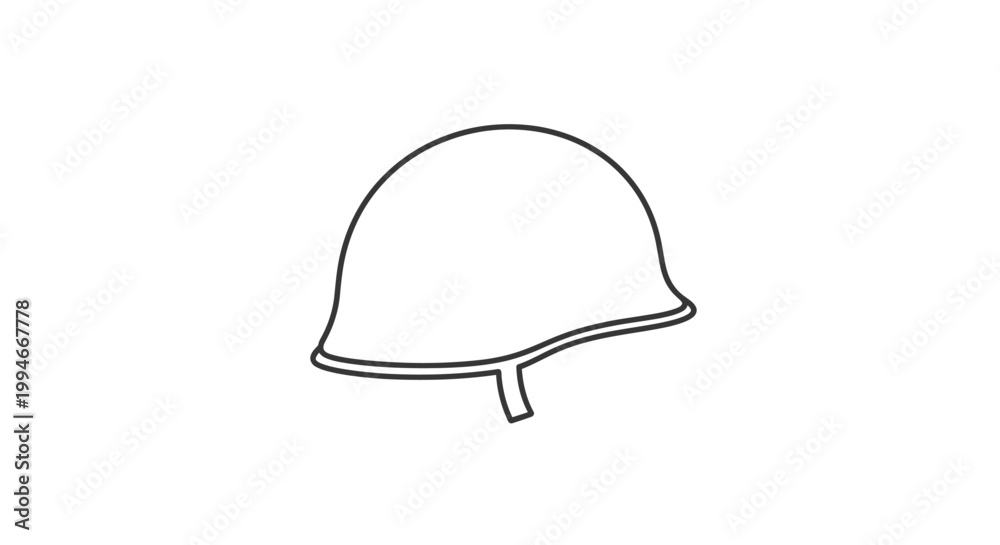 Fototapeta premium Simple line drawing of a helmet.