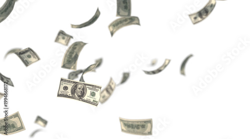 US dollar bill with a denomination of 100, 3D Rendering