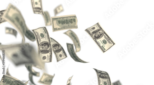 US dollar bill with a denomination of 100, 3D Rendering