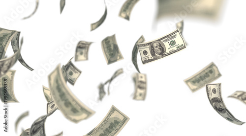 US dollar bill with a denomination of 100, 3D Rendering