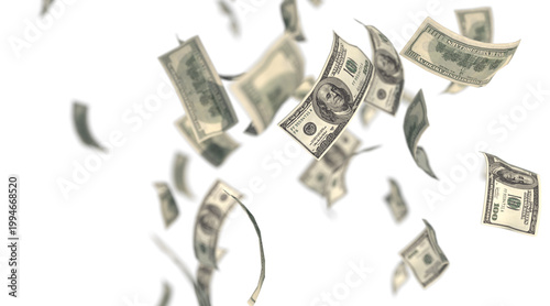 Canvas Print US dollar bill with a denomination of 100, 3D Rendering