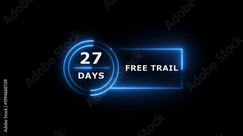 Neon text 28 days free trial business banner icon concept 4k animation.