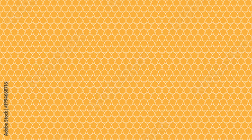 Gold honey pentagon cells seamless texture. Mosaic or speaker fabric shape pattern. Golden honeyed comb grid texture and geometric hive pentagonal honeycombs style. Vector illustration