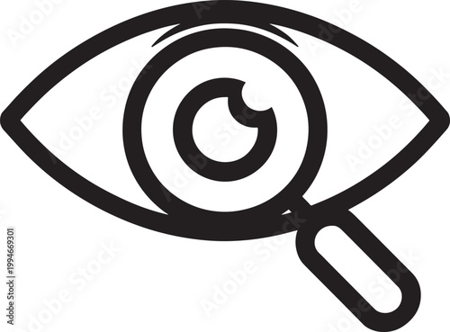 Magnifying glass enlarging eye for search and investigation purposes  symbolizing scrutiny and detailed examination