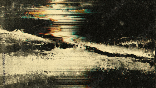 Konstfotografi Vintage Glitch Texture Background with Old Distorted Digital Noise and Retro Sig