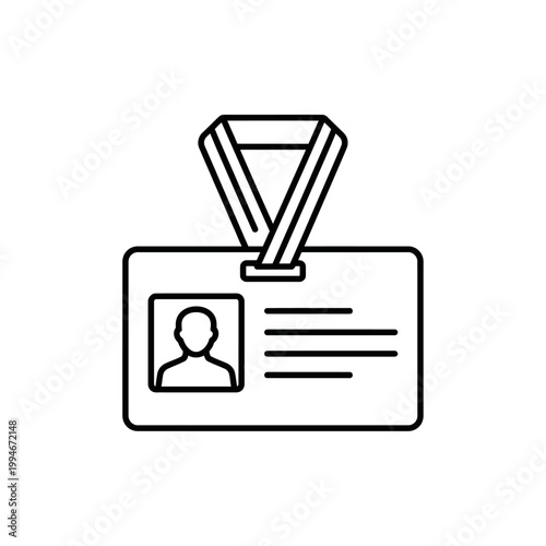 Id badge icon. Professional identification card for staff and employee outline vector illustration.