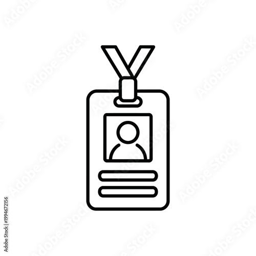 Identification card icon. Vertical employee id badge for security outline vector illustration.