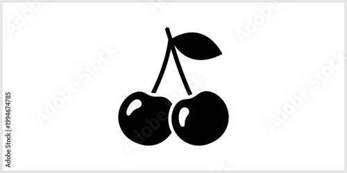 Simple Black Cherry Icon on White Background