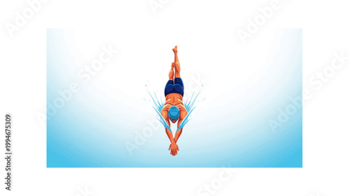 Swimmer Diving Vector Illustration