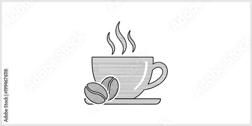 Steaming Coffee Cup With Beans