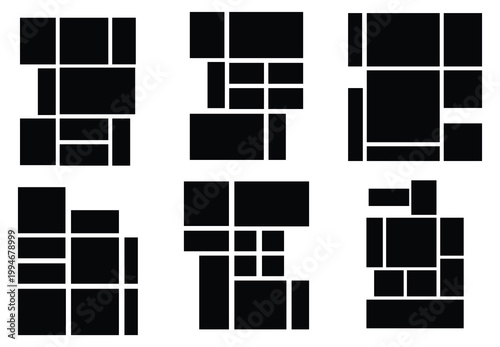 Vector photo collage template set. Blank or empty photo album layout. Collage blank frame photo part or picture. Vector Illustration