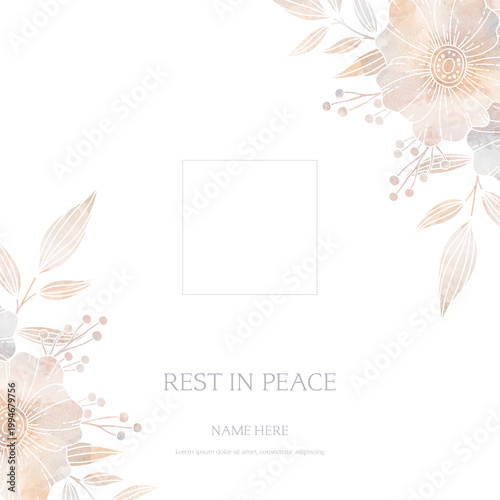 Serene funeral flyer background layout card template for print social post with floral background