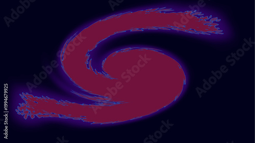 Abstract reddish‑purple vortex with glowing aura, cosmic vector design symbolizing rotation, turbulence, and energetic motion
