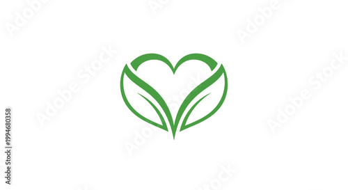 Green heart leaf eco friendly symbol.