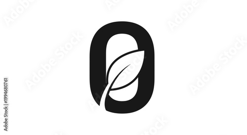 Leaf Inside Letter O Symbol.